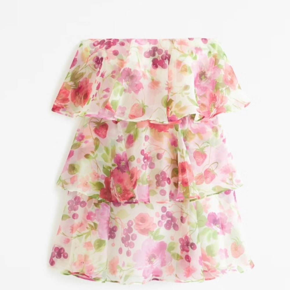 Abercrombie & Fitch Floral Tiered Strapless Mini Dress